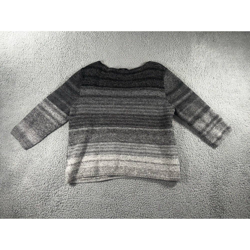 Classiques Entier Sweater Women XL 3/4 Sleeve Striped Merino Wool Blend
